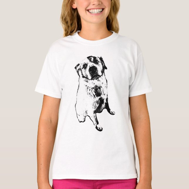 Camiseta Sitting Dog Ink Sketch T-Shirt (Frente)
