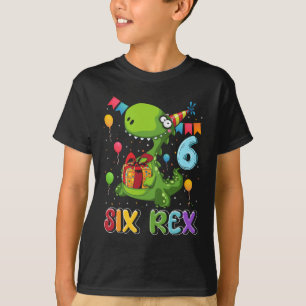 Camiseta Six Rex 6th Birthday Sixth Dinosaur Holding Box Gi