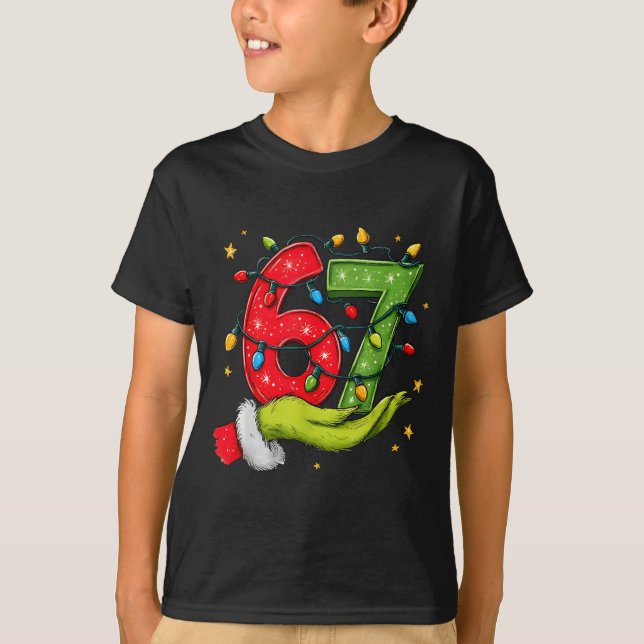 Camiseta Six Seven 67 Christmas Lights Hand Signs Elf Light (Frente)