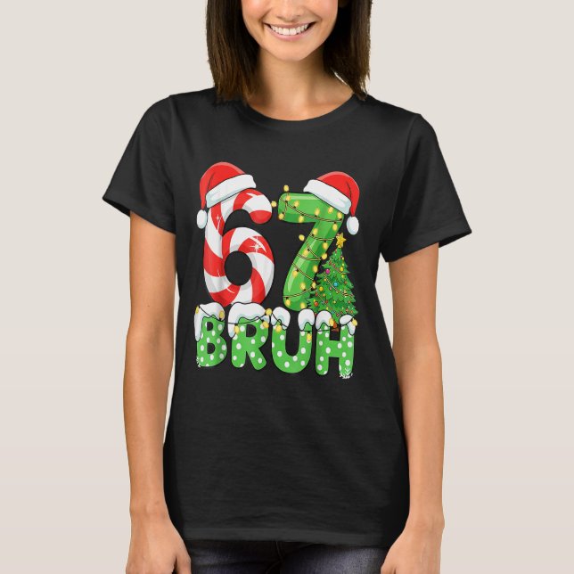 Camiseta Six Seven 67 Funny Santa Bruh Christmas Meme  (Frente)