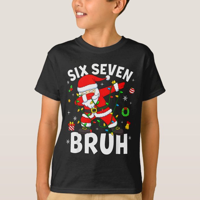 Camiseta Six Seven 67 Gen Z Alpha Meme Bruh Christmas Dabbi (Frente)
