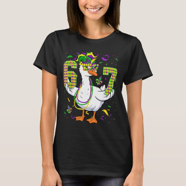 Camiseta Six Seven 67 Meme Goose With Jester Hat &amp; Bead (Frente)
