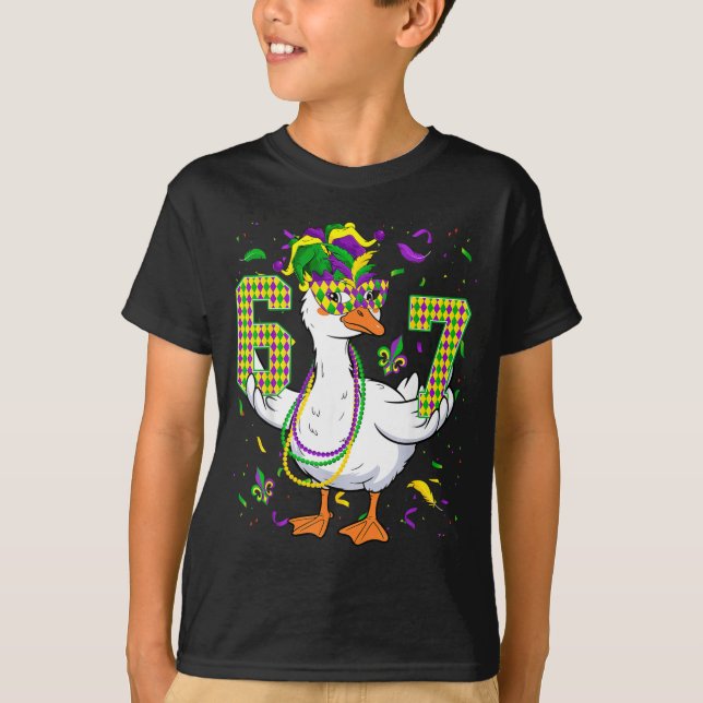 Camiseta Six Seven 67 Meme Goose With Jester Hat &amp; Bead (Frente)