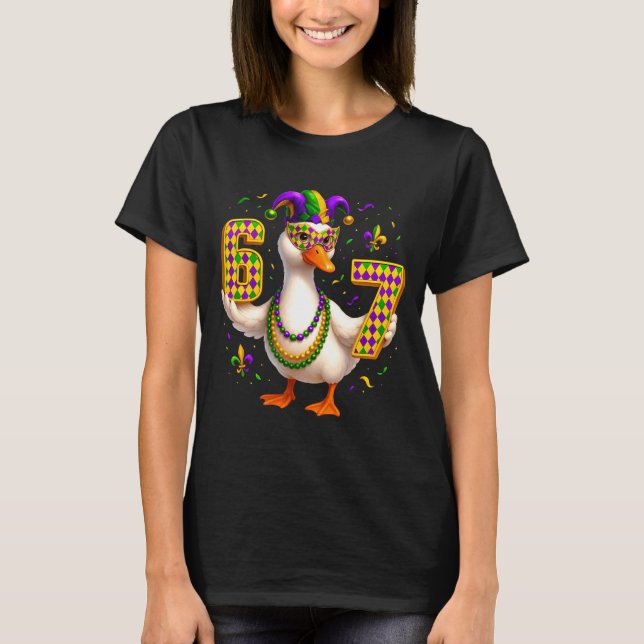 Camiseta Six Seven 67 Meme Goose With Jester Hat &amp; Bead (Frente)