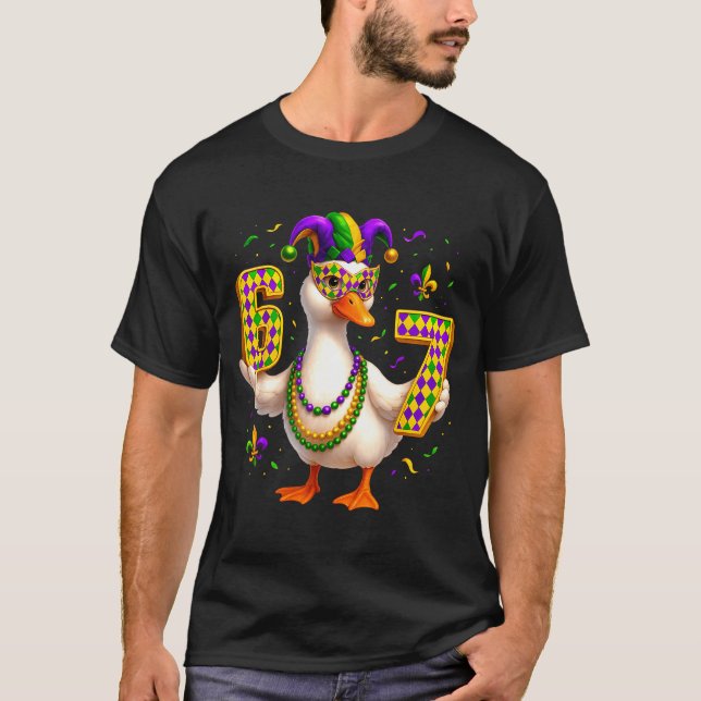 Camiseta Six Seven 67 Meme Goose With Jester Hat &amp; Bead (Frente)