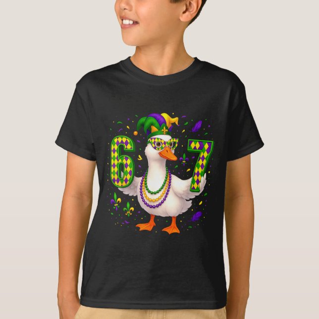 Camiseta Six Seven 67 Meme Goose With Jester Hat &amp; Bead (Frente)