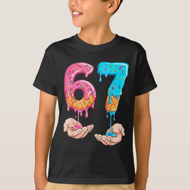 Camiseta Six Seven 67 Meme Ice Cream Drip Funny  (Frente)