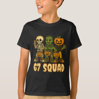 Camiseta Six Seven 67 Squad Skeleton Pumpkin Halloween Boys