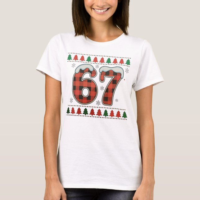 Camiseta Six Seven 6 7 Buffalo Plaid Ugly Christmas Sweater (Frente)