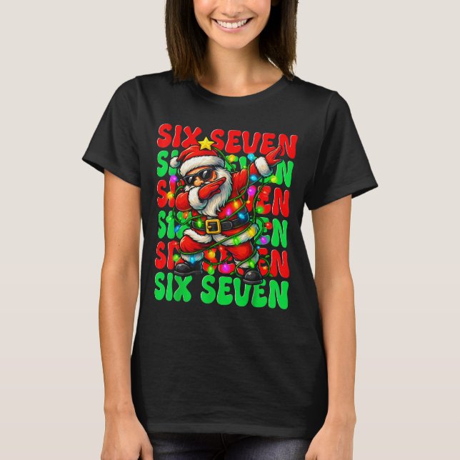 Camiseta Six Seven 6 7 Meme Dabbing Santa Christmas 67 Paja (Frente)
