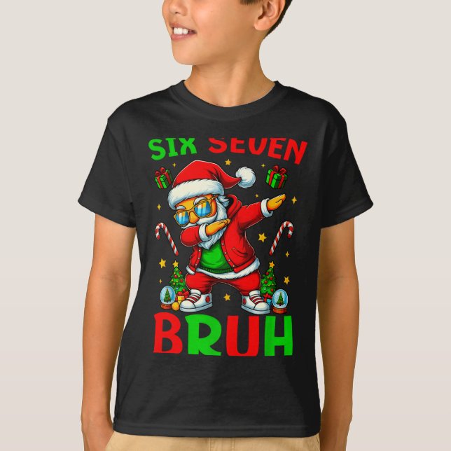 Camiseta Six Seven 6 7 Meme Dabbing Santa Merry Christmas B (Frente)
