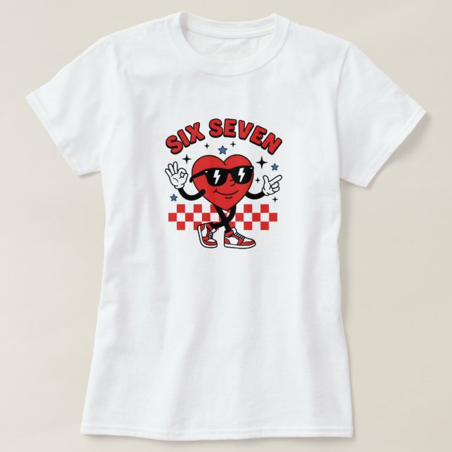 Camiseta Six Seven 6 7 Valentines Day, Six Seven Heart  (Frente do Design)