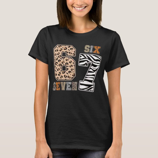 Camiseta Six Seven Animal Print Kids Clothes Zoo 67 Meme Bo (Frente)