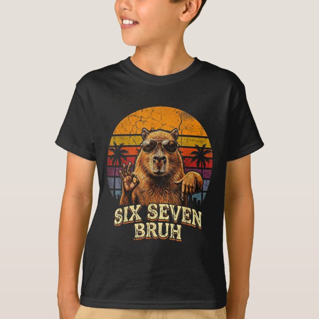 Camiseta Six Seven Bruh 67 Capybara 6 7 Funny Meme Animal 6 (Frente)