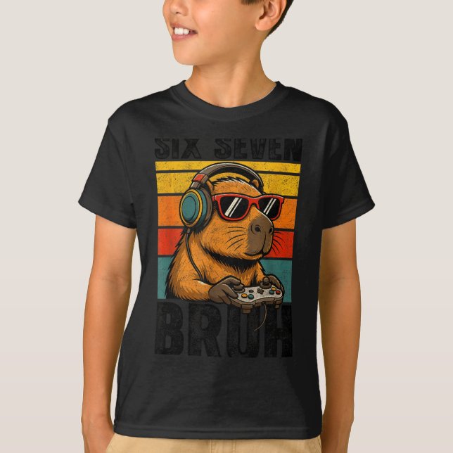 Camiseta Six Seven Bruh 67 Meme Capybara Funny Video Games  (Frente)