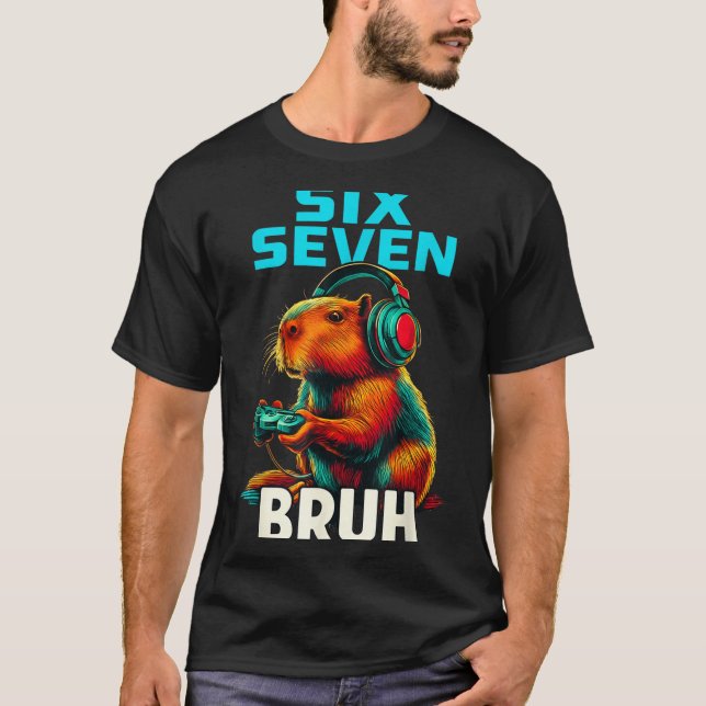 Camiseta Six Seven Bruh 67 Meme Funny Capybara  (Frente)