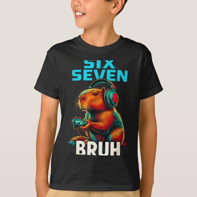 Camiseta Six Seven Bruh 67 Meme Funny Capybara  (Frente)
