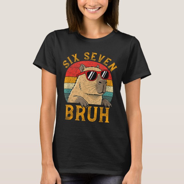 Camiseta Six Seven Bruh 67 Meme Funny Capybara Viral Six Se (Frente)