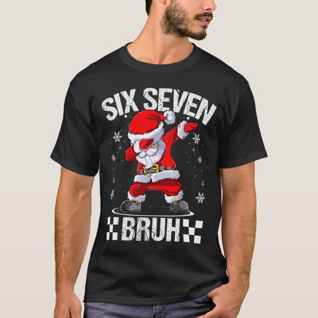 Camiseta Six Seven Bruh 6-7 Meme Xmas Matching Pjs Christma (Frente)