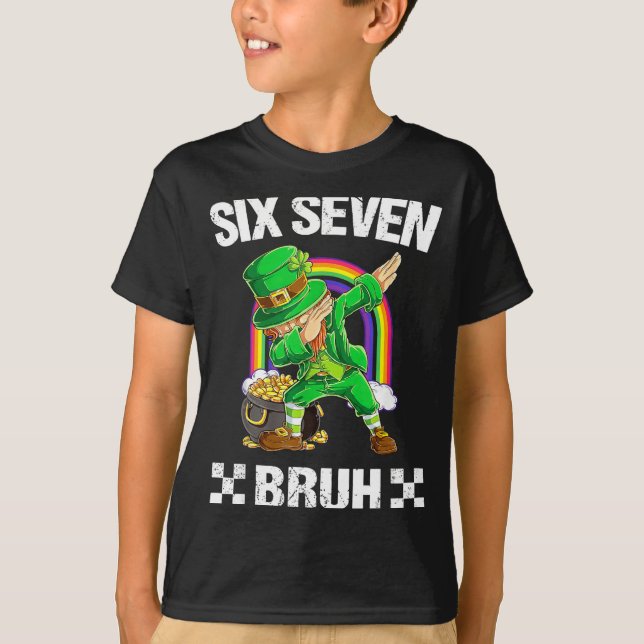 Camiseta Six Seven Bruh Dabbing Leprechaun St Patricks Day  (Frente)