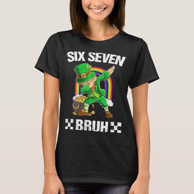 Camiseta Six Seven Bruh Dabbing Leprechaun St Patricks Day  (Frente)