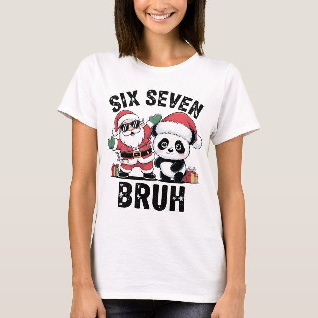 Camiseta Six Seven Bruh Funny Christmas Shirt | Cool Santa  (Frente)