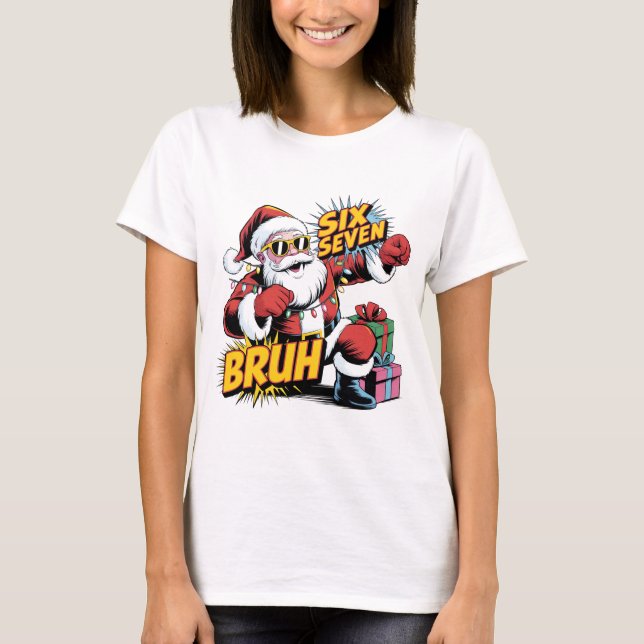 Camiseta Six Seven Bruh Funny Christmas Shirt | Retro Pop A (Frente)