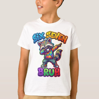 Camiseta Six Seven Bruh, Funny Dabbing Raccoon 67 Meme