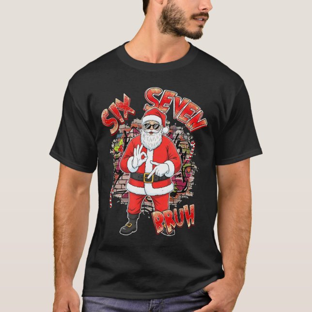 Camiseta Six Seven Bruh Santa Funny 67 Six Seven Meme Chris (Frente)