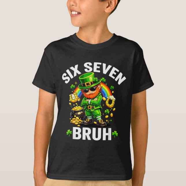 Camiseta Six seven bruh st patrick’s day funny leprechaun (Frente)