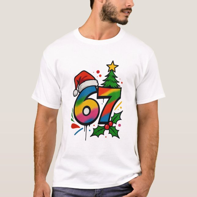 Camiseta Six Seven Christmas Shirt, Viral 6 7 Meme Tee (Frente)