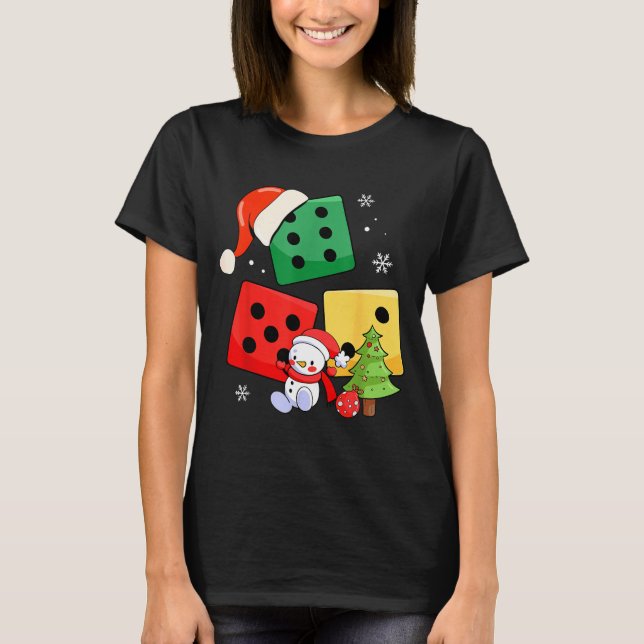 Camiseta Six Seven Christmas Three Dice Santa Hat 67 Meme  (Frente)