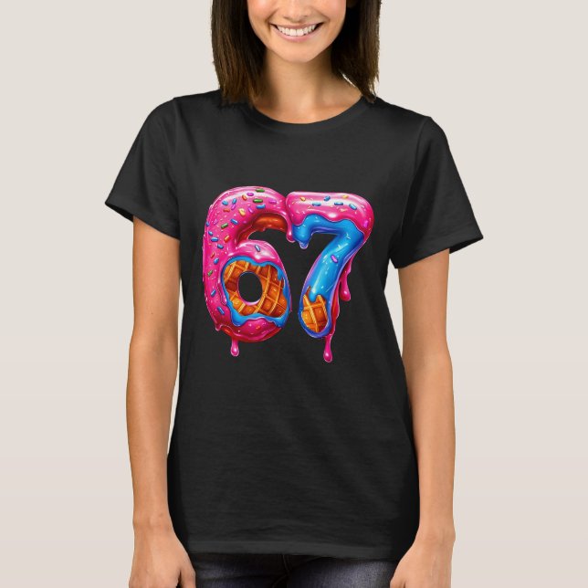 Camiseta Six Seven Donut Ice Cream Drip Cool Meme Funny 67  (Frente)