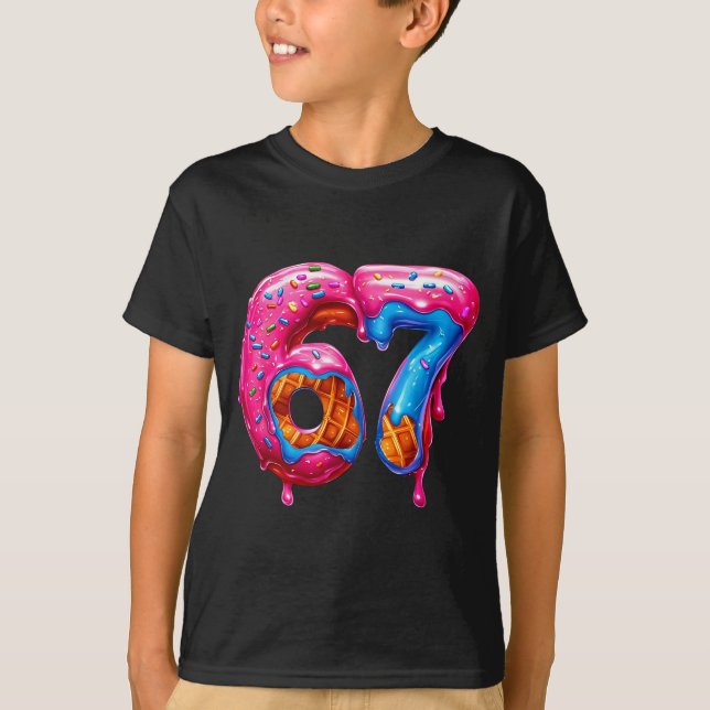 Camiseta Six Seven Donut Ice Cream Drip Cool Meme Funny 67  (Frente)