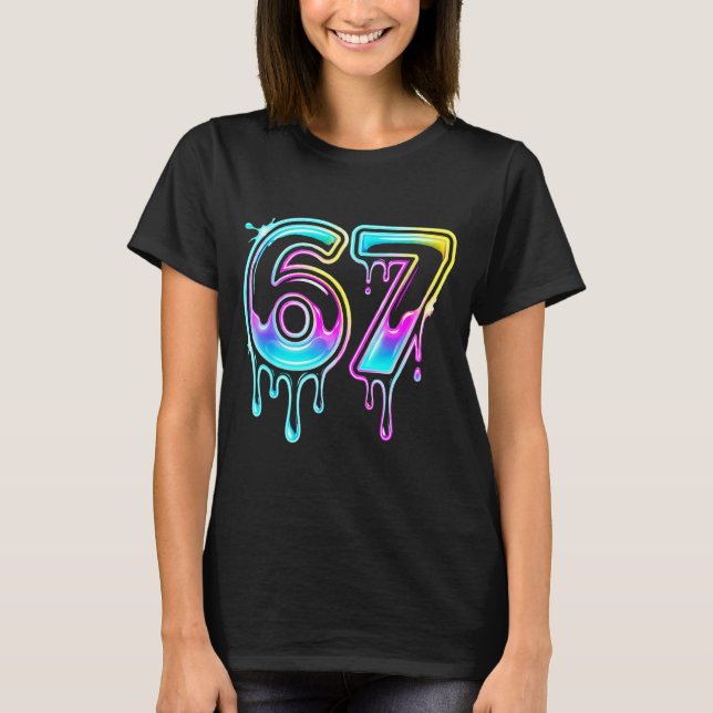 Camiseta Six Seven Ice Cream Drip Cool Meme 67 Funny 6 7 Bo (Frente)