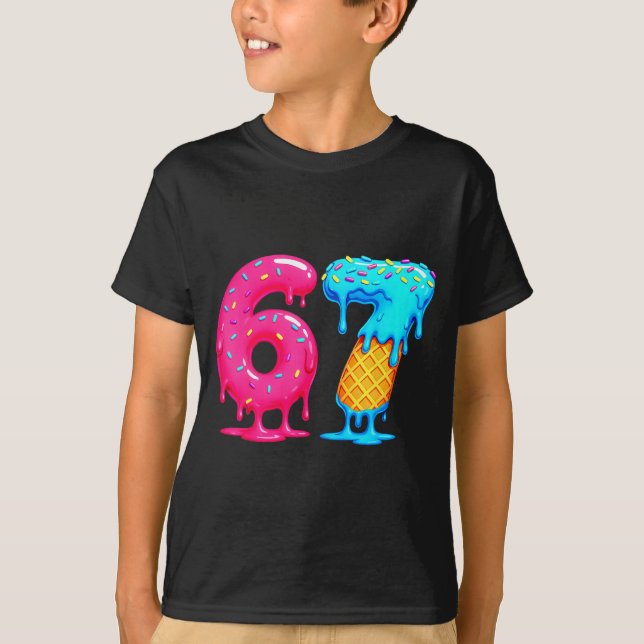 Camiseta Six Seven Ice Cream Drip Cool Meme 67 Funny Number (Frente)