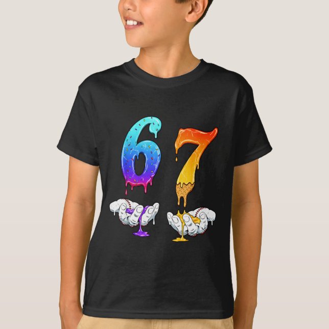Camiseta Six Seven Ice Cream Drip Cool Meme 67 Funny Number (Frente)