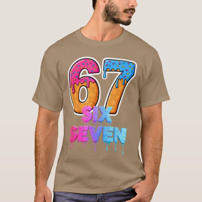 Camiseta Six Seven Ice Cream Drip Gen Alpha Slang 6 7 Trend (Frente)