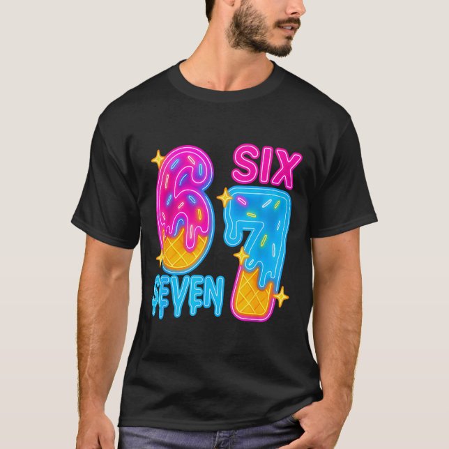 Camiseta Six Seven Ice Cream Drip Meme 67 Funny Gen Alpha S (Frente)