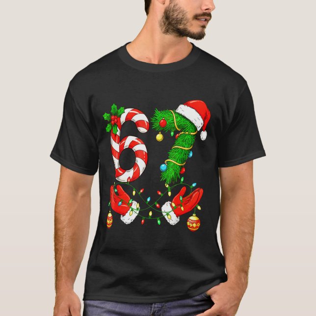 Camiseta Six Seven Meme Christmas 67 Santa Funny Christmas  (Frente)
