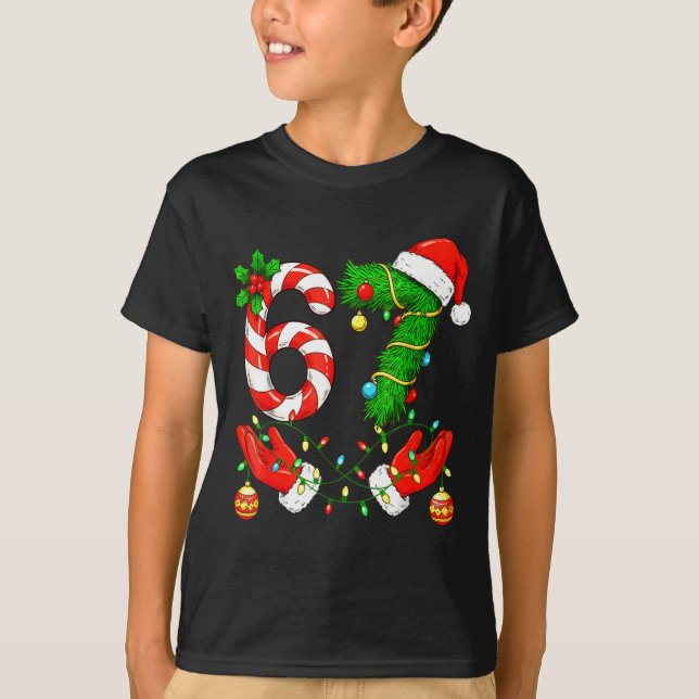 Camiseta Six Seven Meme Christmas 67 Santa Funny Christmas  (Frente)