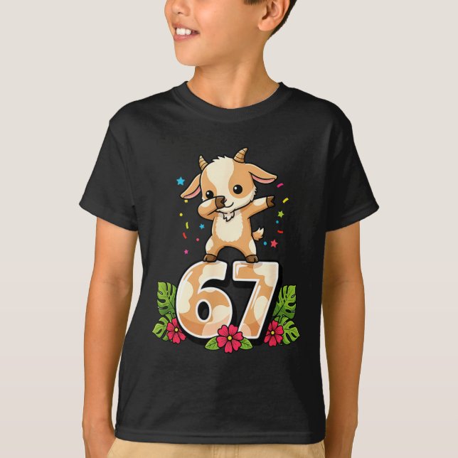 Camiseta Six Seven Meme Dabbing Baby Goat 67 Funny Gen Z Ap (Frente)