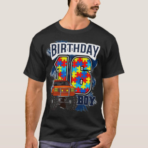 Camiseta Sixn Years Old Birthday Autism Love Monster Truck