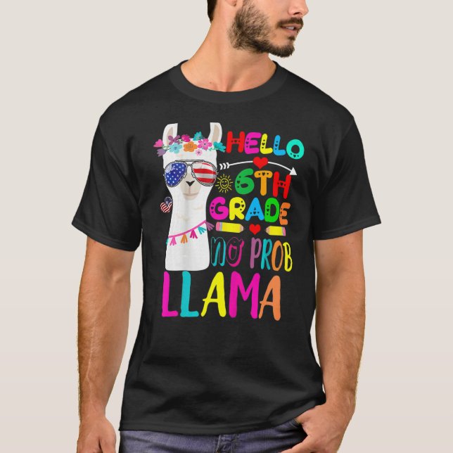 Camiseta Sixth Grade No Prob Llama 6th Grade Teacher   (Frente)