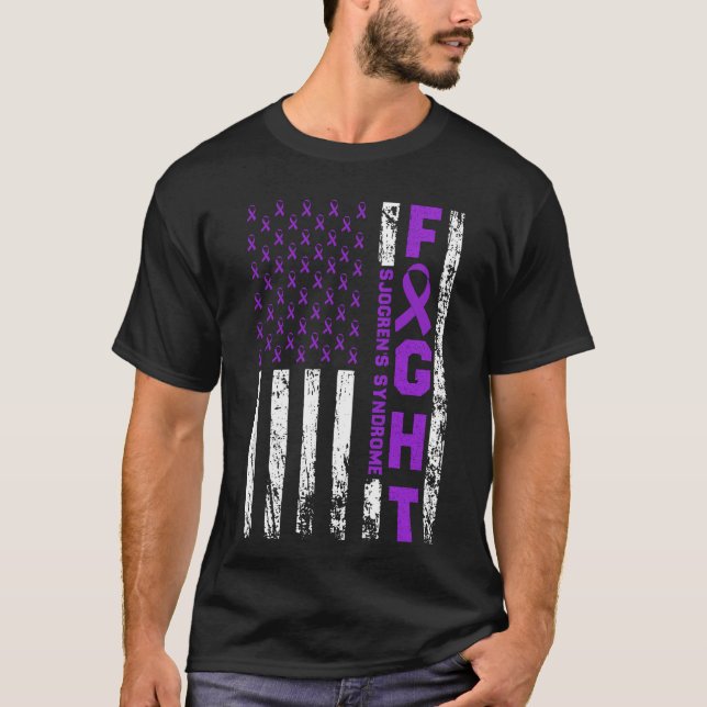 Camiseta Sjogren's Syndrome Ribbon Fight US Flag (Frente)