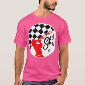 Camiseta Ska Music Punk Reggae Retro Black Red Checkerboard