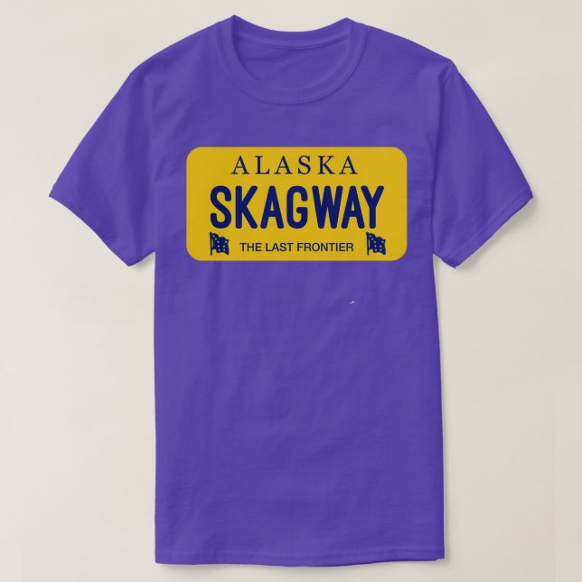 Camiseta Skagway Alaska License Plate City Name (Frente do Design)