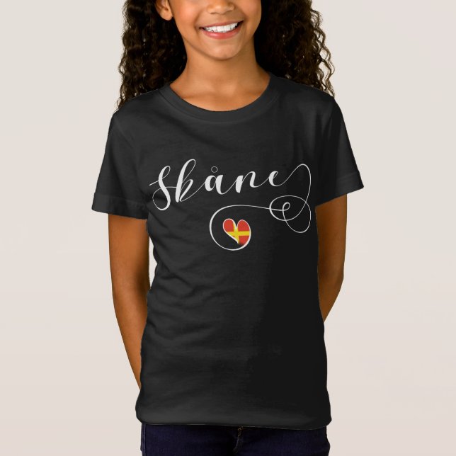 Camiseta Skåne Flag Heart, Suecia, Scania T-Shirt (Frente)
