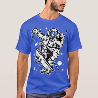 Camiseta Skate Astronauta LiteCoin LTC Moedas Para A Lua Cr