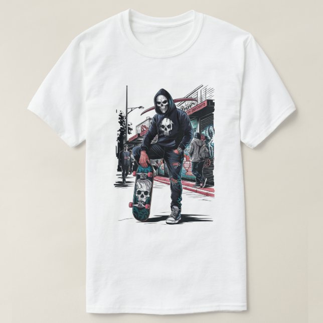 Camiseta skate com crânio (Frente do Design)